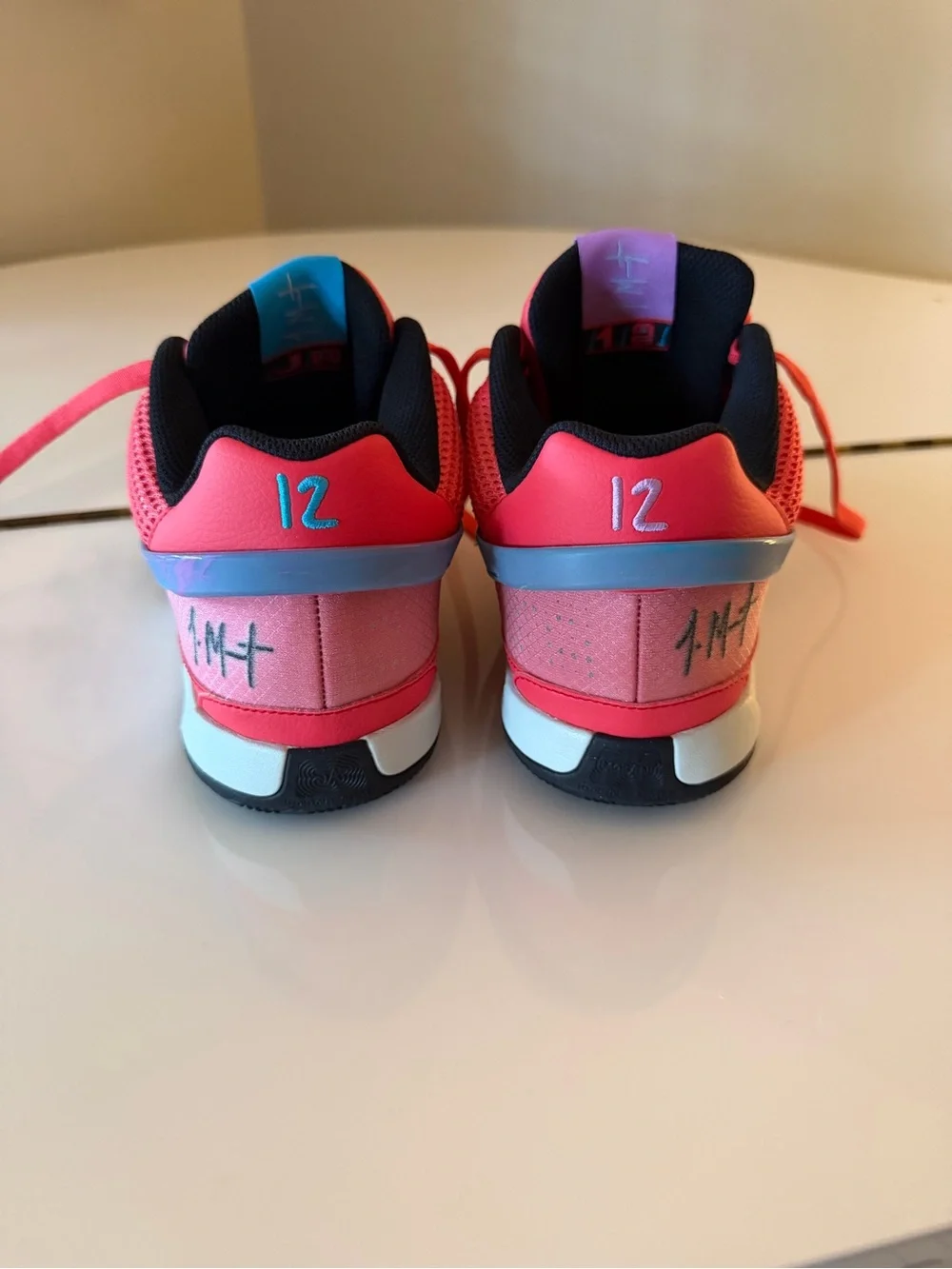 Nike Ja 1 Kaari Men’s Athletic Sneakers in Bright Pink with Blue Accents